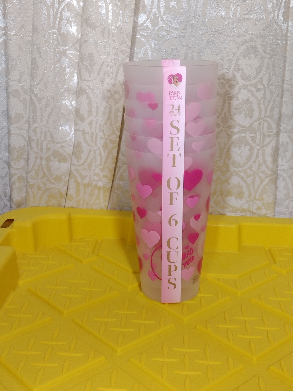 PARIS HILTON SET OF 6 CUPS 24oz BPA FREE PARIS HILTON PLASTIC WATER CUPS NEW ...